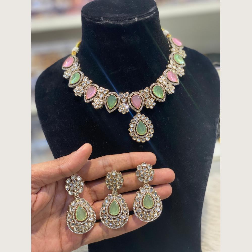 Hira Collections Premium Pota Stone Necklace Set