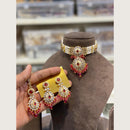 Hira Collections Premium Pota Stone Pearl And Beads Choker Necklace Set