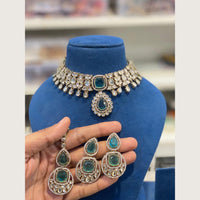 Hira Collections Premium Pota Stone And Austrian Stone Choker Necklace Set