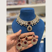 Hira Collections Premium Pota Stone And Austrian Stone Choker Necklace Set