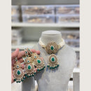Hira Collections Classic Pota And Crystal Stone Beads Choker Necklace Set