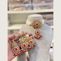 Hira Collections Classic Pota And Crystal Stone Beads Choker Necklace Set