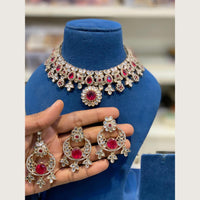 Hira Collections Premium Pota Stone And Austrian Stone Choker Necklace Set  