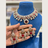 Hira Collections Premium Pota Stone And Austrian Stone Choker Necklace Set