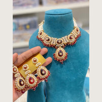 Hira Collections Premium Pota Stone And Austrian Stone Pearl Necklace Set