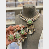 Hira Collections Classic Pota Stone Pearl And Austrian Stone Ghungroo Necklace Set