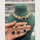 Hira Collections Indian Ethnic Pota Stone And Crystal Stone Necklace Set  
