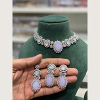 Hira Collections Indian Ethnic Pota Stone And Crystal Stone Necklace Set  