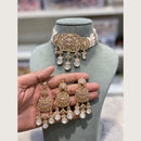 Hira Collections Indian Ethnic Crystal Stone And Pearl Choker Necklace Set