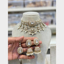 Hira Collections Premium Pota Stone And Austrian Stone Pearl Choker Necklace Set