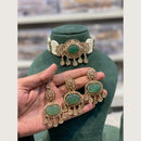 Hira Collections Indian Ethnic Crystal Stone And Pearl Choker Necklace Set