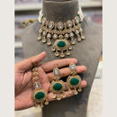 Hira Collections Indian Ethnic Crystal Stone And Pearl Choker Necklace Set