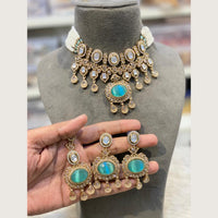 Hira Collections Indian Ethnic Crystal Stone And Pearl Choker Necklace Set