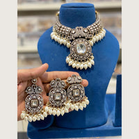 Hira Collections Indian Ethnic Crystal Stone And Pearl Choker Necklace Set