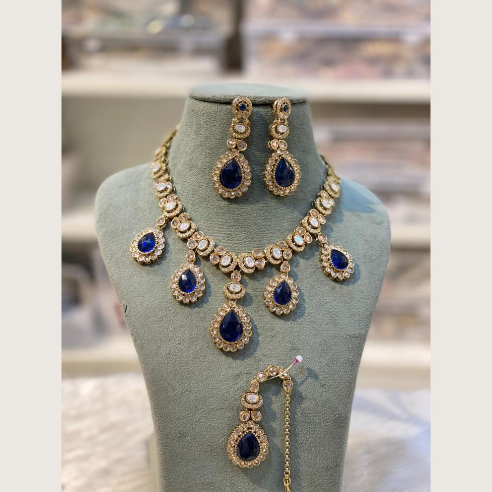 Hira Collections Sparkling Crystal Stone Necklace & Earrings Set