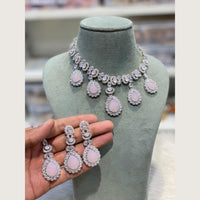 Hira Collections Sparkling Crystal Stone Necklace & Earrings Set