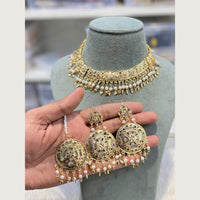 Hira Collections Designer Round Filigree Pearl Necklace Set