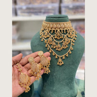 Hira Collections Designer Round Filigree Pearl Choker Necklace Set