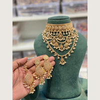 Hira Collections Designer Round Filigree Pearl Choker Necklace Set