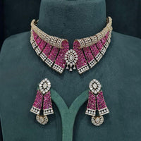 Hira Collections Designer American Diamond Trendy Necklace Set