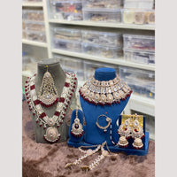 Hira Collections Grand Kundan And Beads Meenakari Bridal Jewellery Set