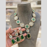 Hira Collections Glamorous Kundan And Crystal Stone Necklace Set