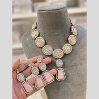 Hira Collections Glamorous Kundan And Crystal Stone Necklace Set