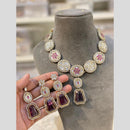 Hira Collections Glamorous Kundan And Crystal Stone Necklace Set