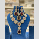 Hira Collections Glamorous Kundan And Crystal Stone Necklace Set