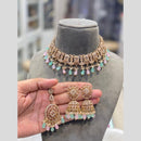 Hira Collections Grand Crystal Stone And Pearl Choker Necklace Set