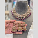 Hira Collections Grand Crystal Stone And Pearl Choker Necklace Set