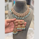 Hira Collections Grand Crystal Stone And Pearl Choker Necklace Set