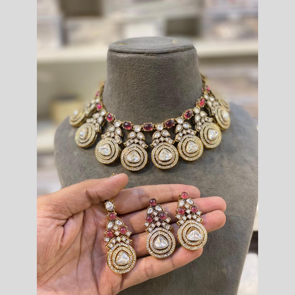 Hira Collections Glamorous Kundan Stone Choker Necklace Set