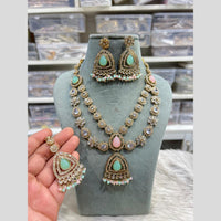 Hira Collections Grand Crystal Stone And Pearl Necklace Set