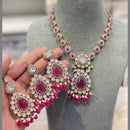 Hira Collections Grand Crystal Stone And Pearl Necklace Set