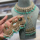 Hira Collections Grand Crystal Stone And Pearl Choker Necklace Set