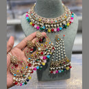 Hira Collections Grand Crystal Stone And Pearl Choker Necklace Set