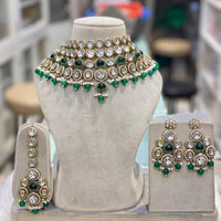 Hira Collections Glamorous Kundan And Pota Stone Pearl Choker Necklace Set