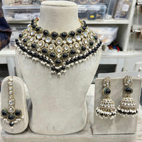 Hira Collections Glamorous Kundan And Pota Stone Pearl Choker Necklace Set