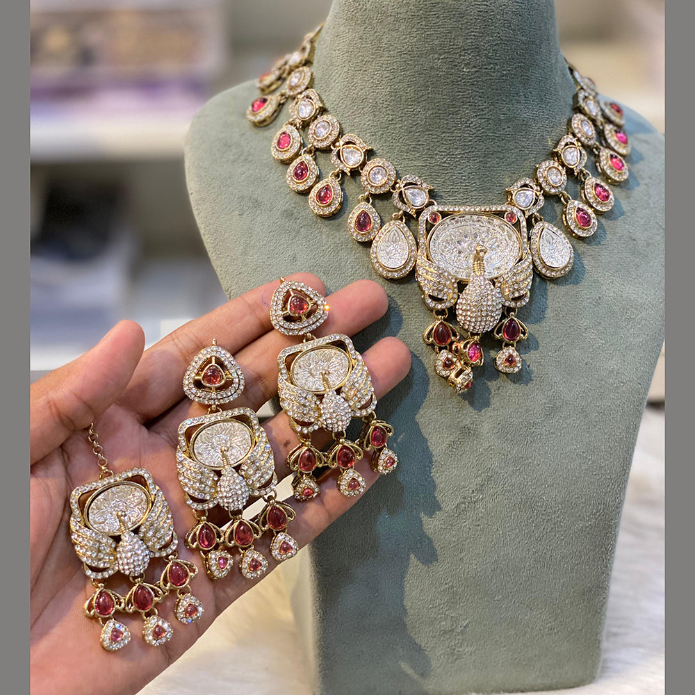 Hira Collections Glamorous Pota And Austrian Stone Necklace Set