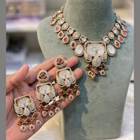 Hira Collections Glamorous Pota And Austrian Stone Necklace Set