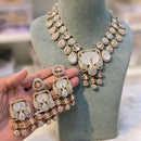 Hira Collections Glamorous Pota And Austrian Stone Necklace Set