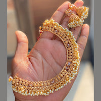 Hira Collections Glamorous Crystal Stone And Pearl Necklace Set