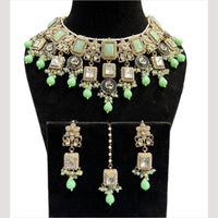 Hira Collections Grand Crystal Pearl And Austrian Stone Choker Necklace Set