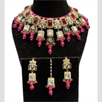 Hira Collections Grand Crystal Pearl And Austrian Stone Choker Necklace Set
