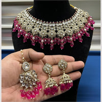 Hira Collections Glamorous Kundan Stone And Pearl Choker Necklace Set