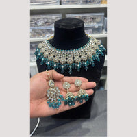 Hira Collections Glamorous Kundan Stone And Pearl Choker Necklace Set