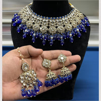 Hira Collections Glamorous Kundan Stone And Pearl Choker Necklace Set