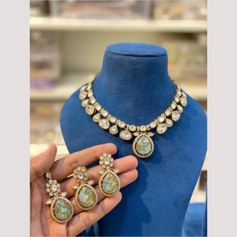 Hira Collections Glamorous Druzy Crystal Stone Necklace Set