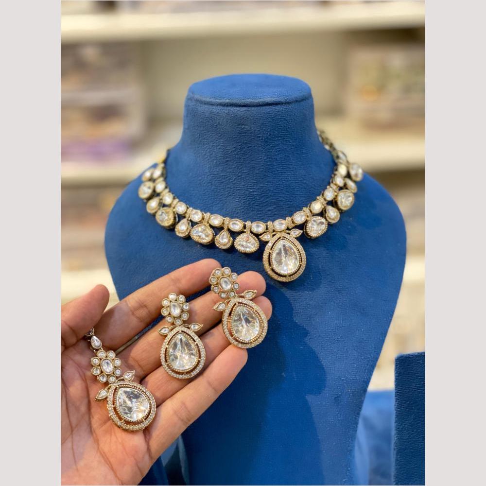 Hira Collections Glamorous Druzy Crystal Stone Necklace Set